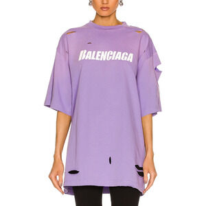 Balenciaga Caps Purple Cotton Vintage Jersey T-Shirt Size S